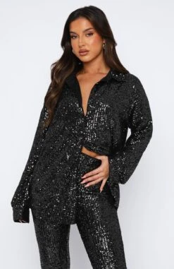 Sweetest Sin Sequin Shirt Black -Dresses Sales 02.06.2330436