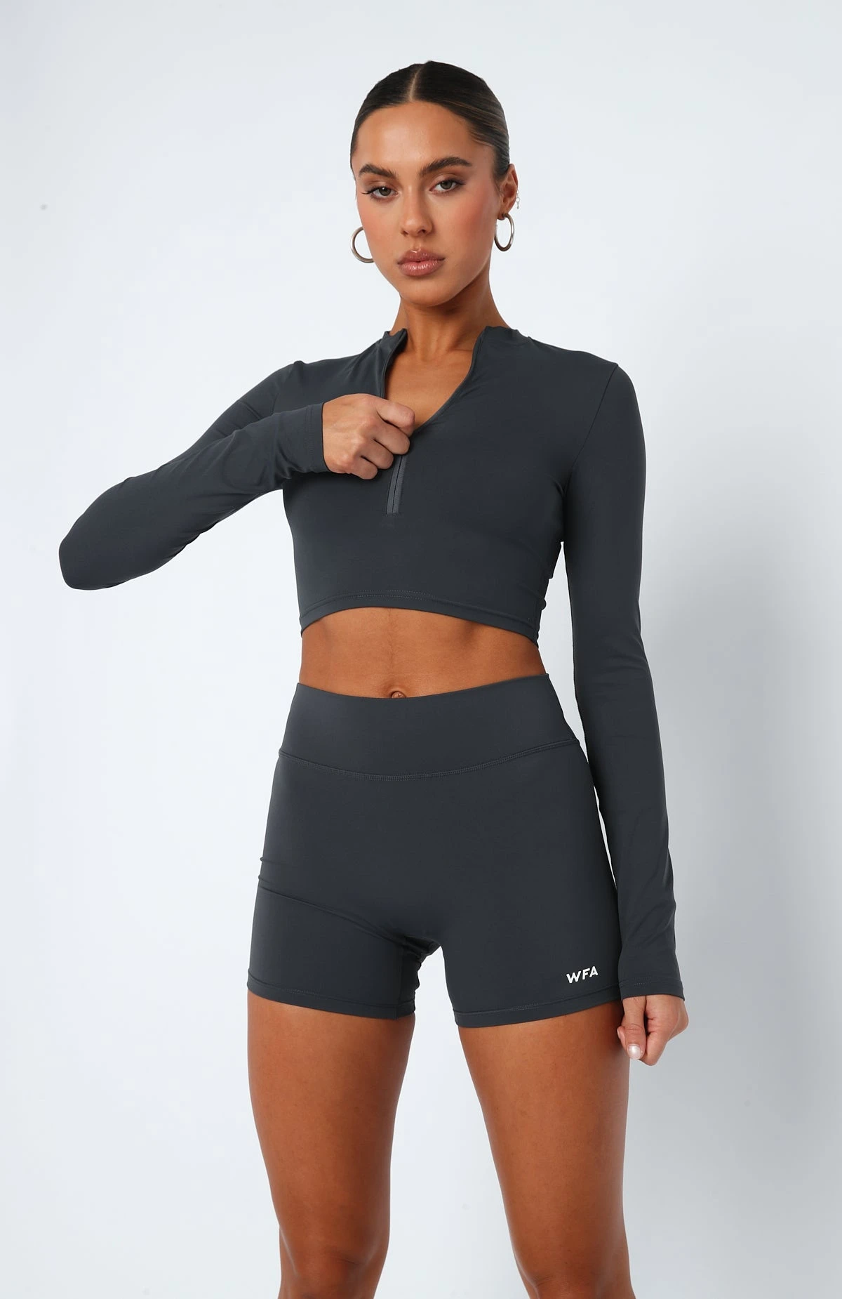 Always A Winner High Waisted Shorts Charcoal 4 Always A Winner High Waisted Shorts Charcoal - Image 2