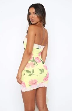 Loving Yourself Strapless Mini Dress Lemon Rose -Dresses Sales 2.2.23 5372