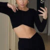 True Bliss Long Sleeve Crop Black -Dresses Sales 277475169 1330485817459757 6478605394429315241 n