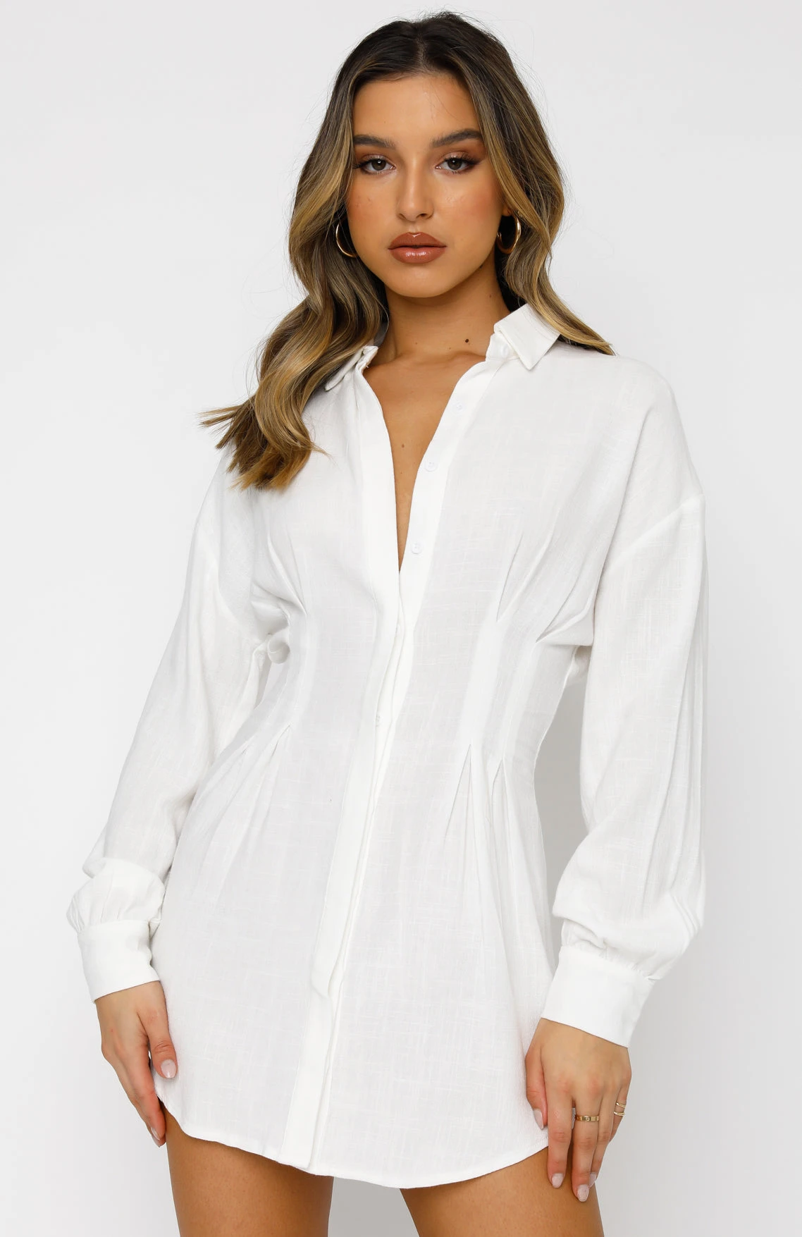 Feels Like A Holiday Shirt Dress White 4 Feels Like A Holiday Shirt Dress White - Image 2