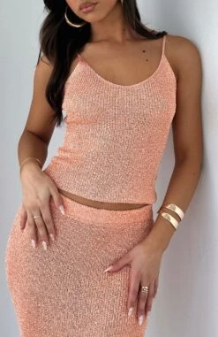 Love Galore Sequin Knit Top Peach