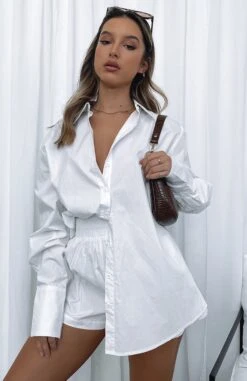 Behind The Look Shirt White -Dresses Sales BEHIND THE LOOK SHIRT GOLDEN SUNSET SHORTS 05.08.21 04