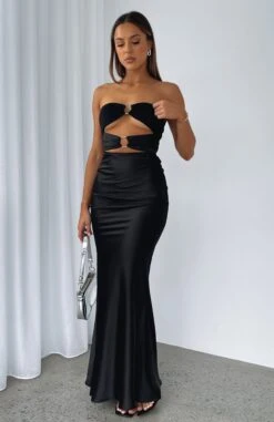 Deep Hearts Strapless Maxi Dress Black