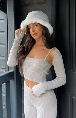 Don't Choose Two Piece Knitted Crop Taupe