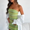 Fake Smile Strapless Mini Dress Green