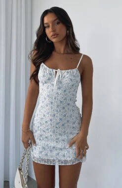 Find Me Outside Mini Dress Ditsy Blue