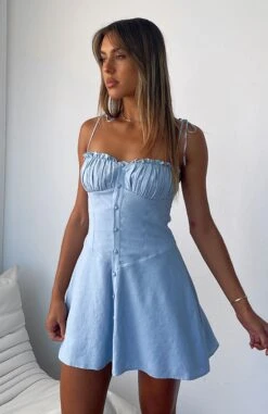 Plastic Heart Mini Dress Baby Blue