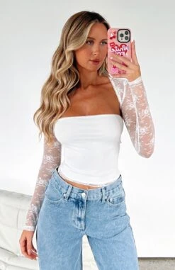 Fall In Love Again Lace Bolero Top Set White