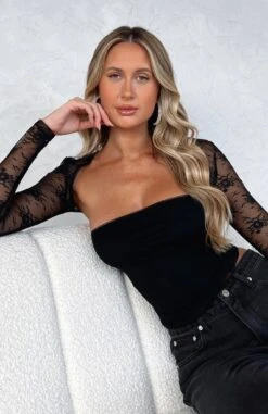 Fall In Love Again Lace Bolero Top Set Black