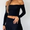 Emotional Long Sleeve Knitted Crop Black -Dresses Sales IMG 4754