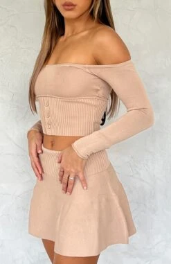 Emotional Long Sleeve Knitted Crop Oatmeal