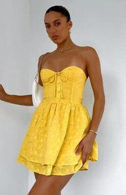 Flowers In The Rain Mini Dress Buttercup