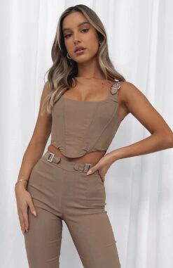 Keep Me Close Bustier Mocha -Dresses Sales KEEP ME CLOSER BUSTIER SATISFY ME PANTS 080621 06