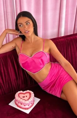 Lover's Lane Crop Hot Pink