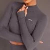 Seamless Long Sleeve Sports Crop Shadow -Dresses Sales WHITEFOX9204copy