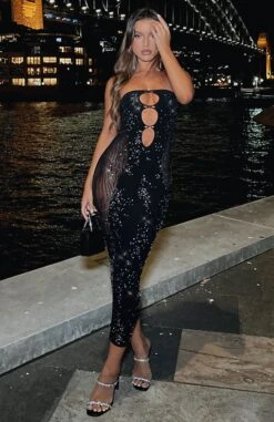 Main Character Strapless Diamante Midi Dress Black 12 Main Character Strapless Diamante Midi Dress Black -Dresses Sales pg